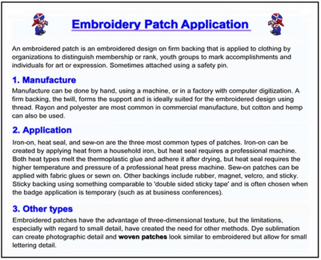 Embroidery Patch Application