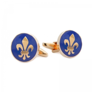 Gold & Blue Fleur de lis Cufflink