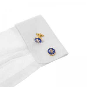 Gold & Blue Fleur de lis Cufflink
