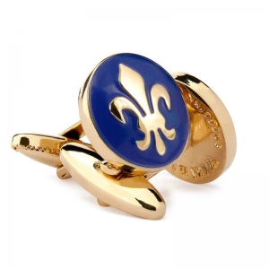 Gold & Blue Fleur de lis Cufflink
