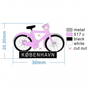 K�BENHAVN Pink Bicycle Pin